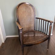 Fauteuil art déco en bois et rotin, années 1920