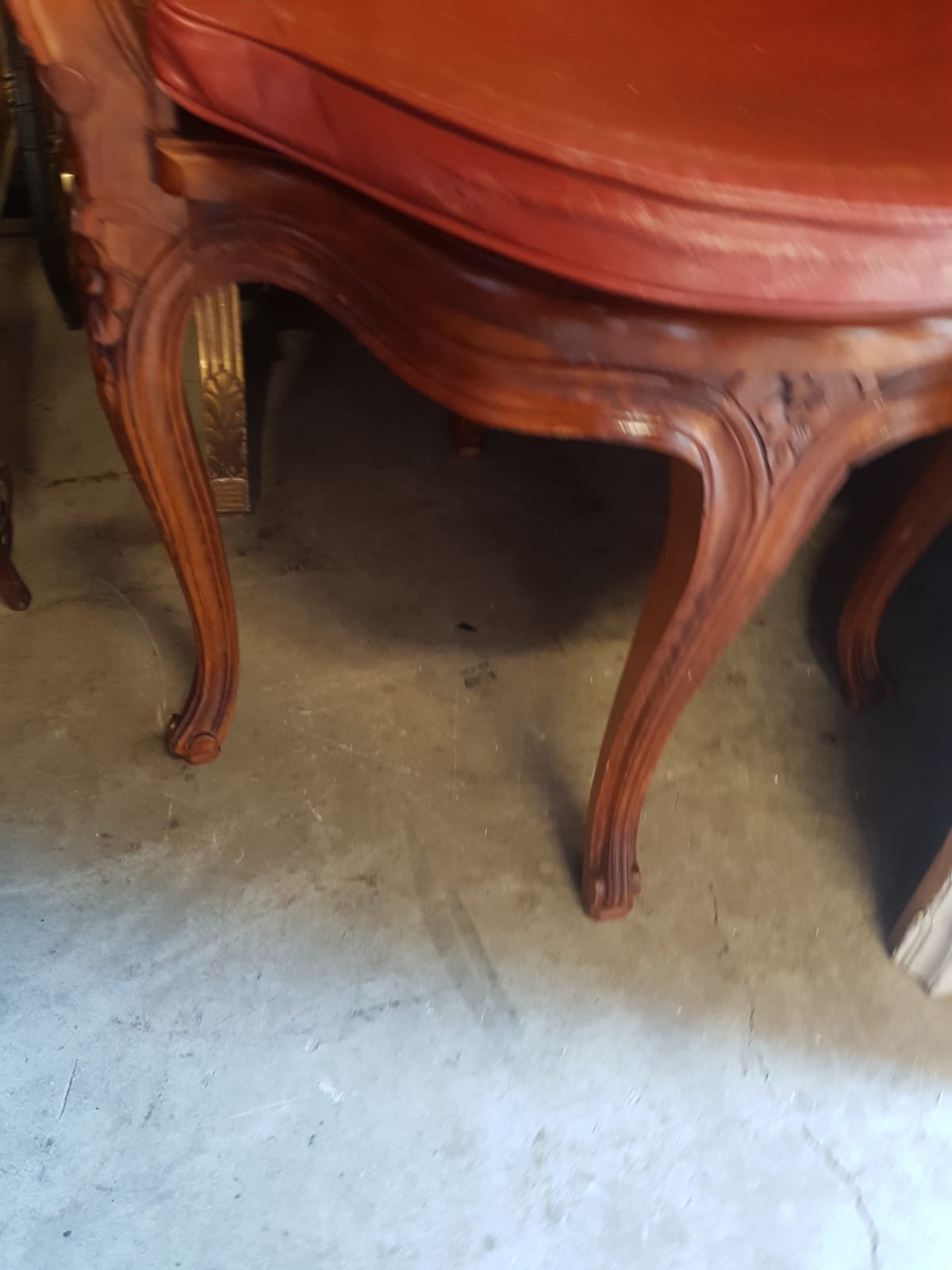 Fauteuil de bureau style Louis XV cuir et cannage