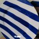 Set of 2 vintage plates in glazed stoneware with blue stripes