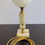 Onyx and brass lamp with opaline globe