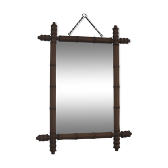 1930s bamboo-style wood mirror 33x60cm