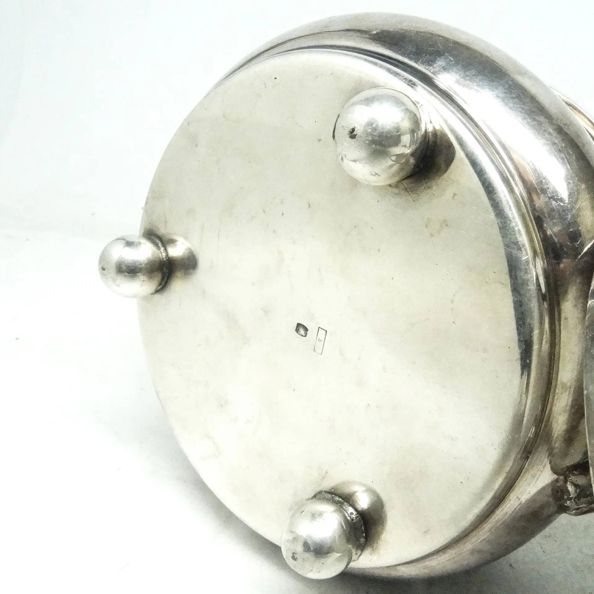 Sucrier, Art Déco, laiton argenté, Belgique, années 1930
