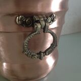 Cache pot old red brass brushed and sculpted brass handles
