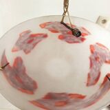 Art Deco suspension in glass paste and twisted brass chain signed Degué