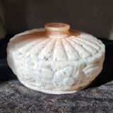 Art Deco Pink Opaline Glass Suspension Lamp Shade Rose Detail