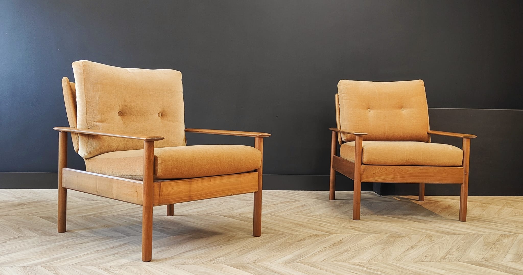 Two mid century armchairs vintage
