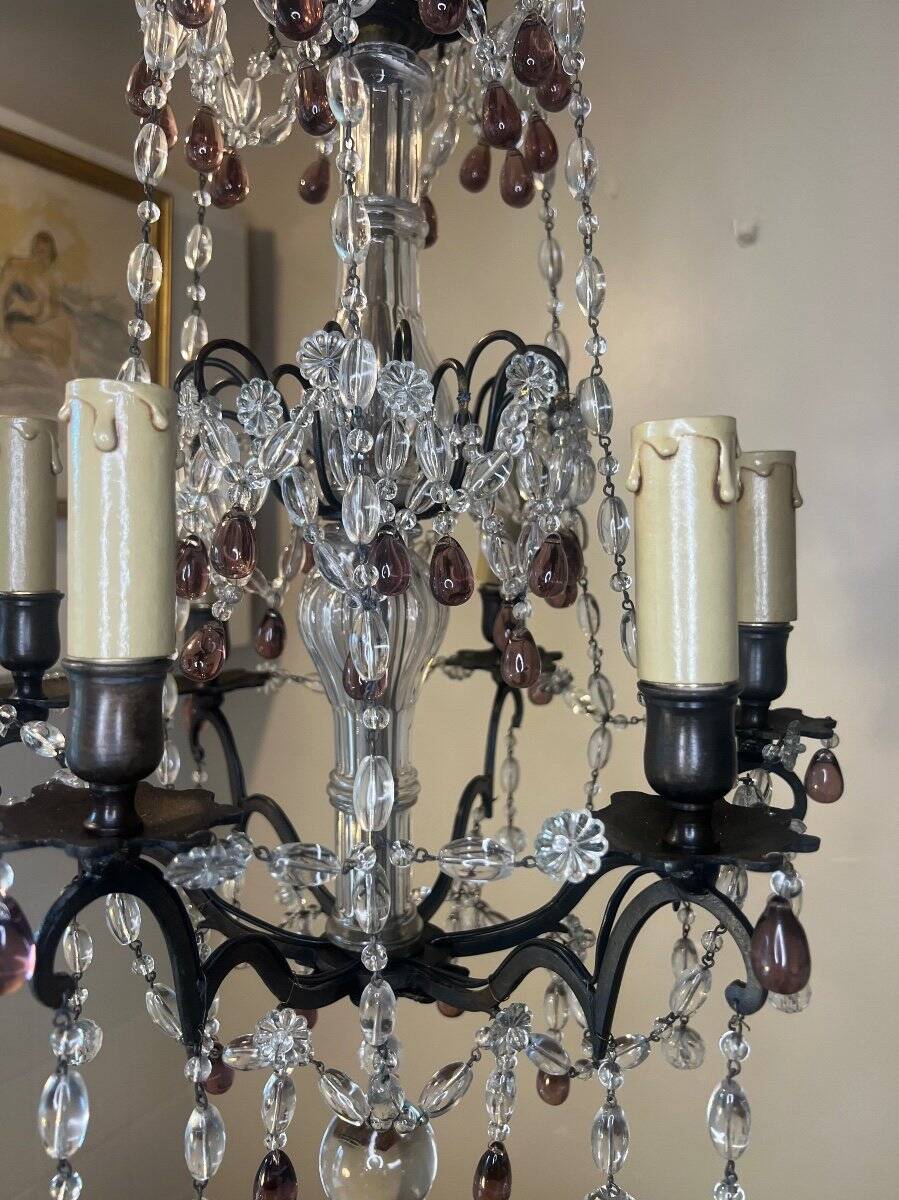Lustre with coloured pendants