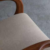 Reclining easy chair in beige wool, Denmark, 1980’s