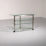 Table d'appoint, console sur roulettes Peter Ghyzcy, années 1970