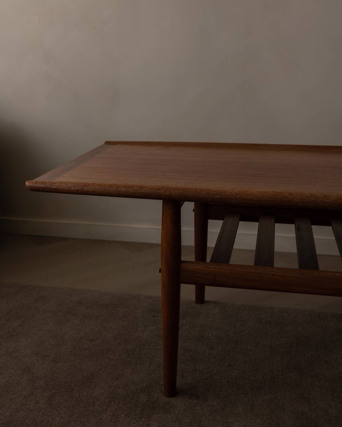 Danish Teak Coffee Table with Slatted Shelf, Grete Jalk 1960s