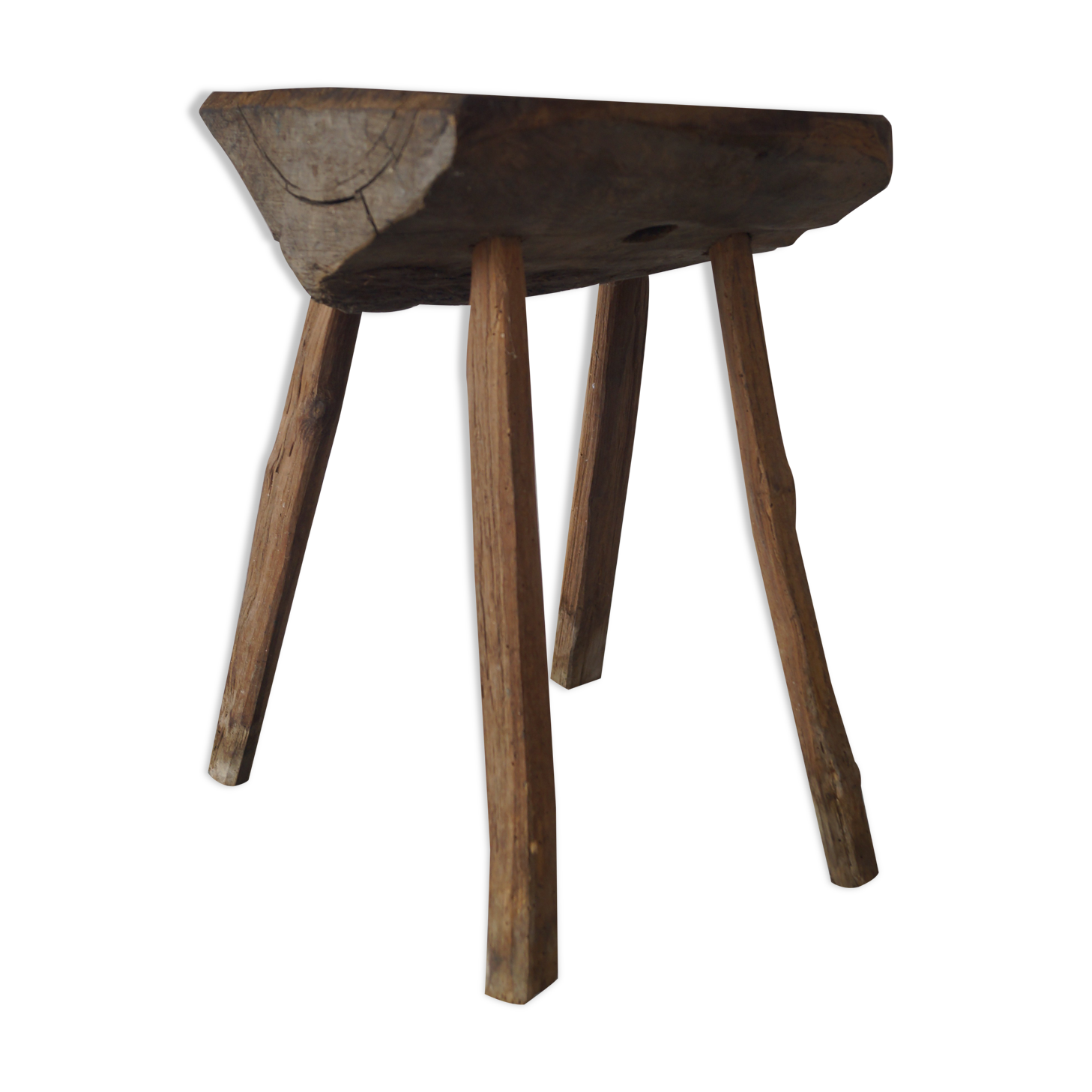 Brutalist solid wood stool