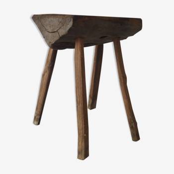 Brutalist solid wood stool