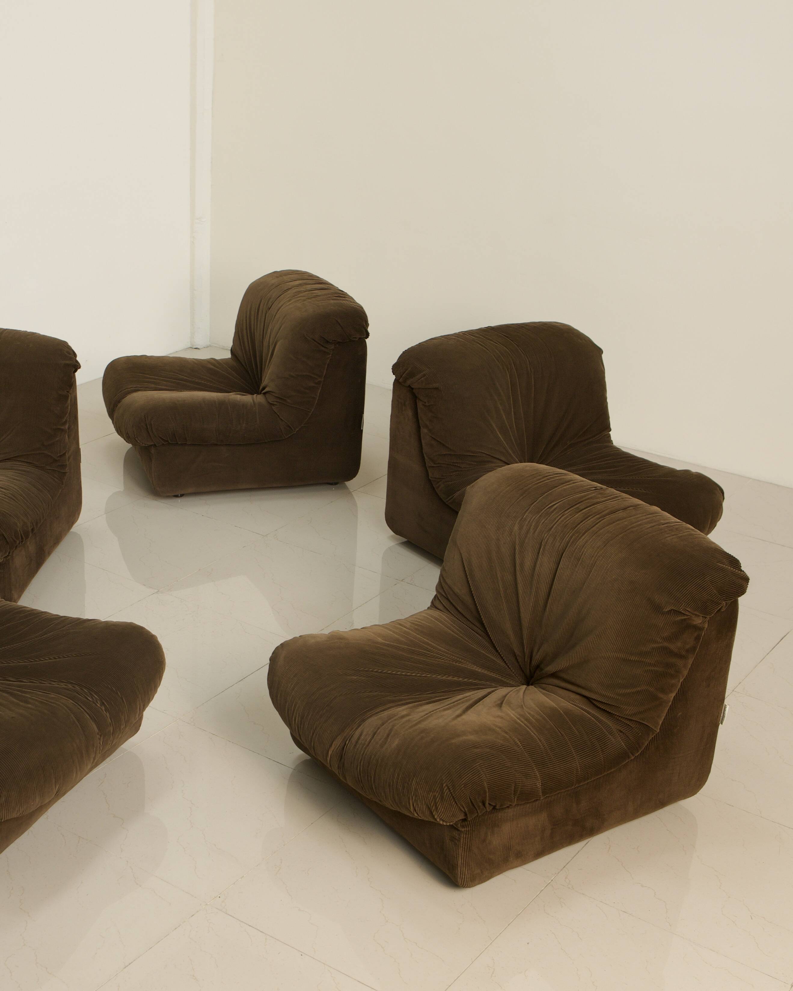 Canapé modulable en velours marron par Stilgamma 70's