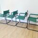 Fauteuils Vintage Mart Stam Style S34 : Cuir Turquoise, Tige Tubulaire Noire