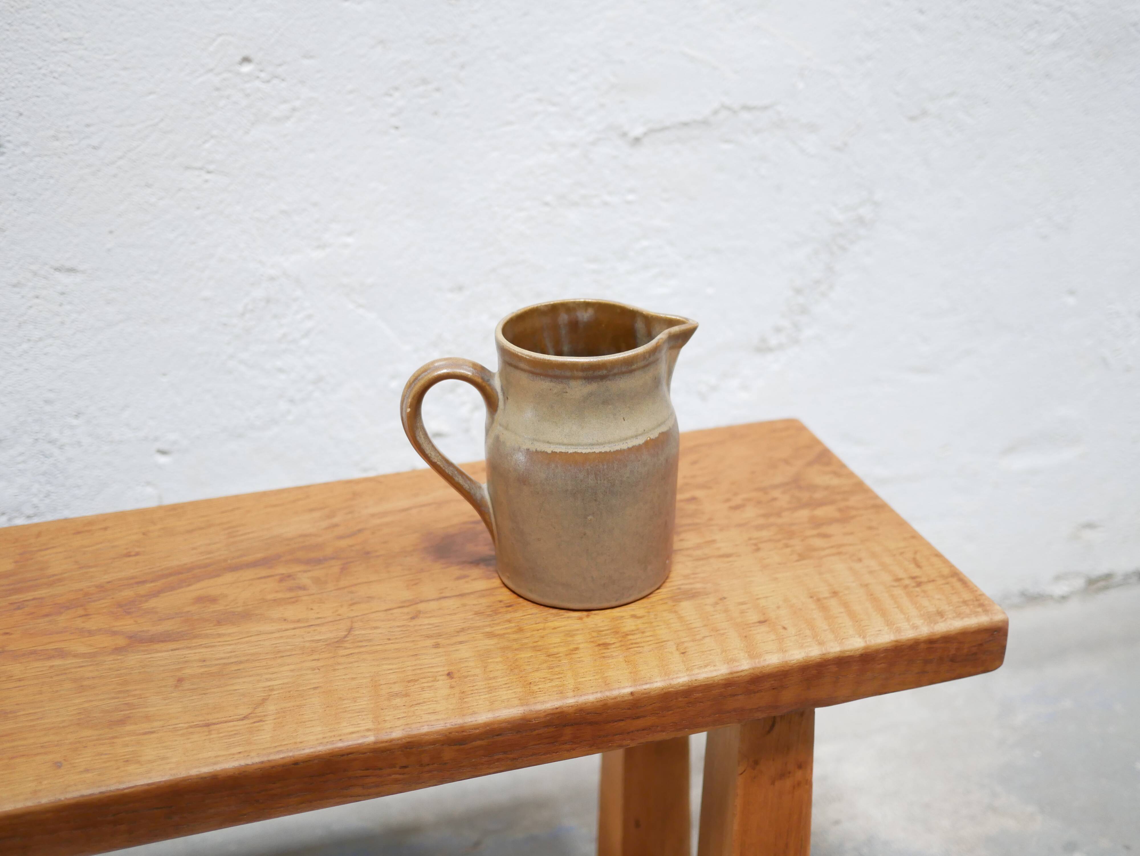 Vintage stoneware pitcher by the Digoin factory, France