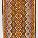 6x9 Orange Green Tribal Vintage Kilim Rug, 177x290Cm