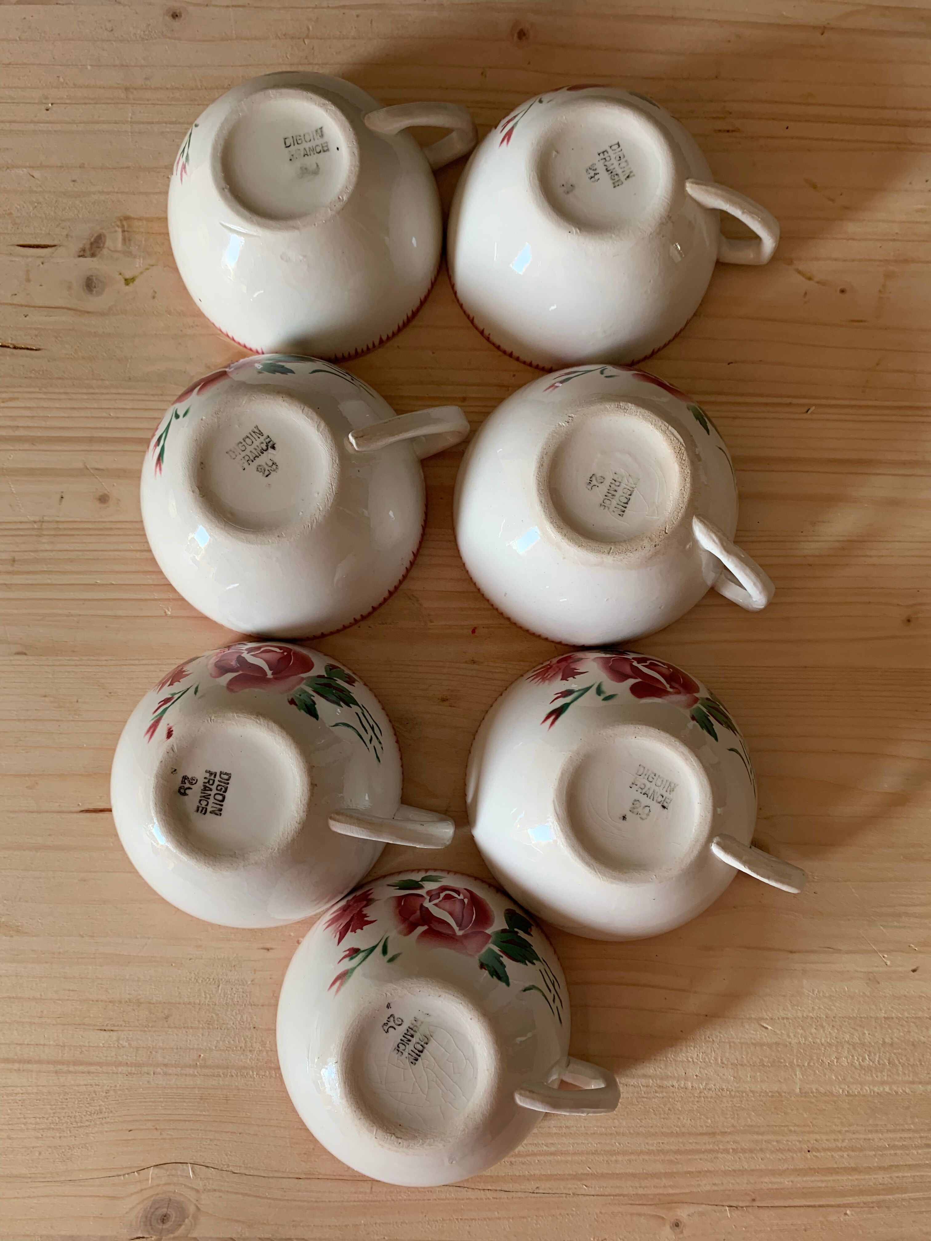 7 ceramic cups Digoin Sarreguemines