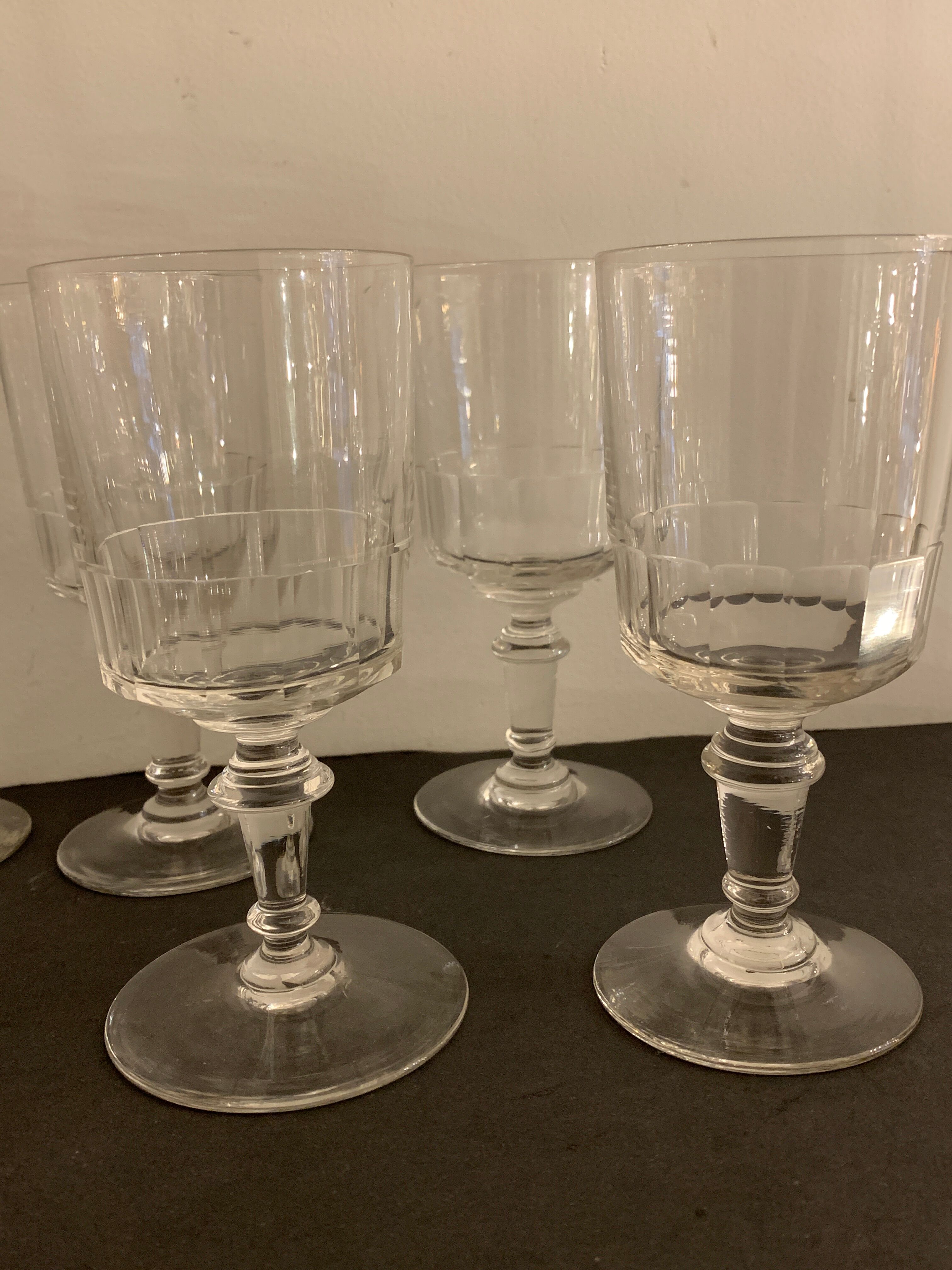 8 old blown glasses, with cut sides, Mirabeau model from Baccarat