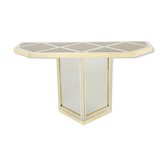 Console chrome brass opaline glass black romeo rega 1970
