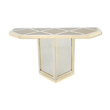 Console chrome brass opaline glass black romeo rega 1970