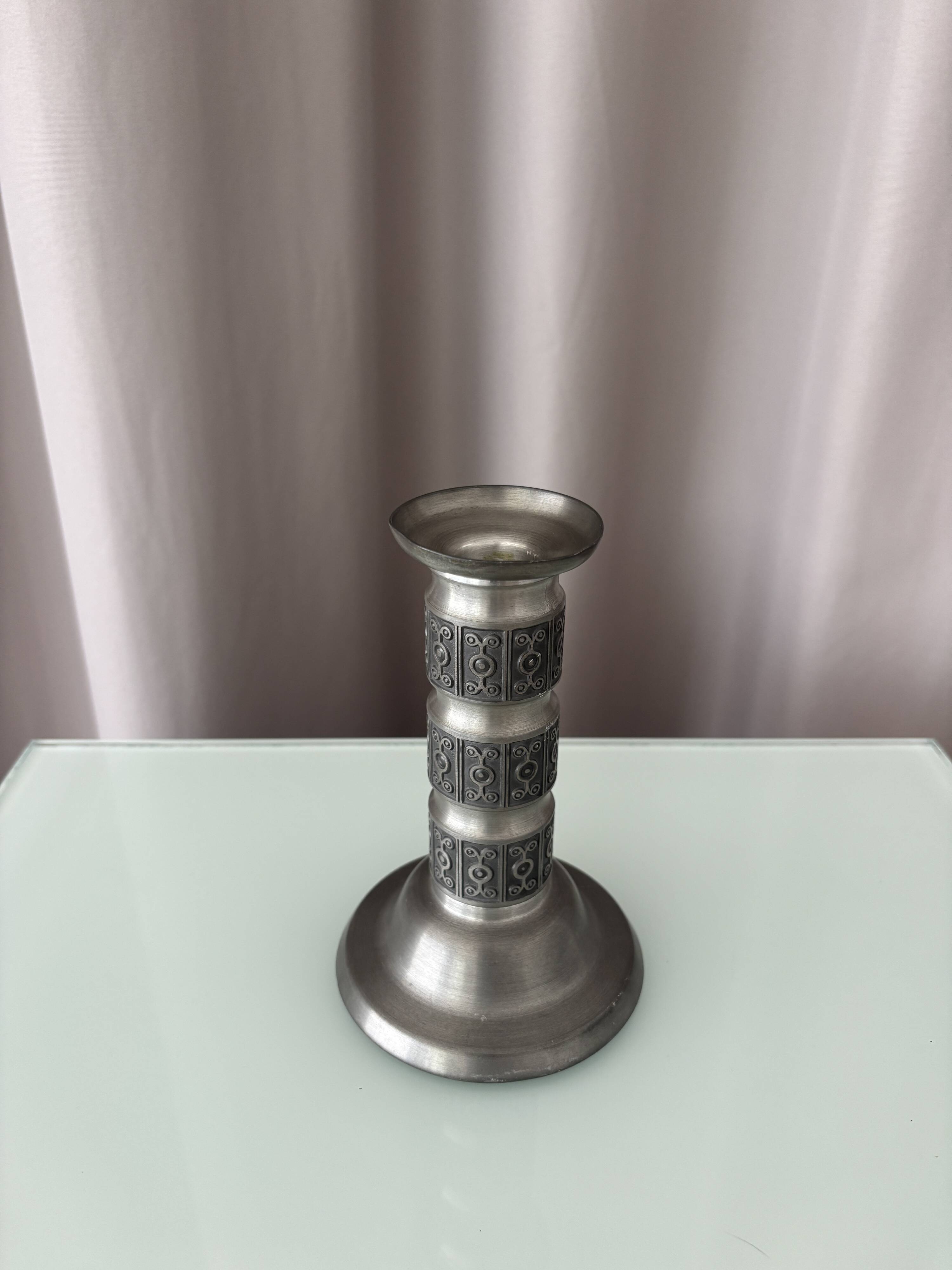 Vintage Norwegian Pewter Candlestick by Haugrud, Model 437