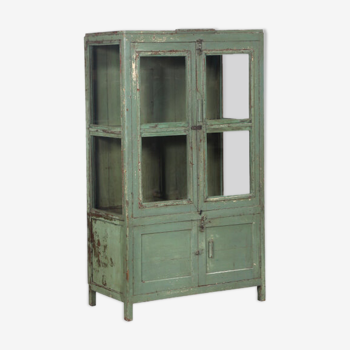 Showcase furniture 4 doors old teck skate of green origin india 98x53x169cm