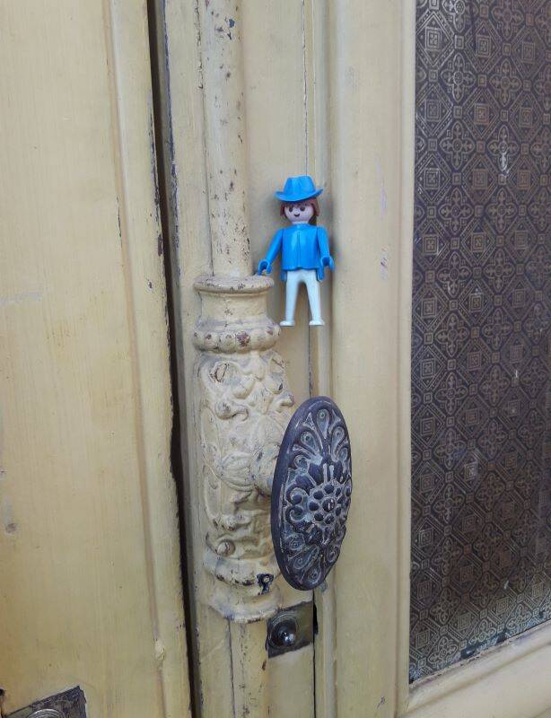 19th century double arched entrance door in oak with grilles and old glass