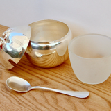 Art Deco, Sweet silver jam jar in the shape of an apple Inactive