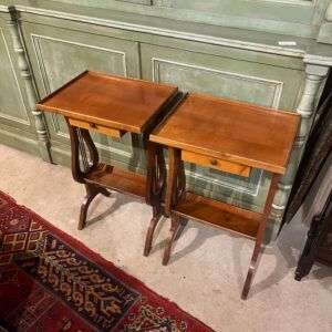 Pair of lyre bedside tables