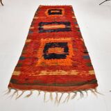 4x11 Red & Orange Handmade %100 Wool Moroccan Runner Rug, 128x346Cm