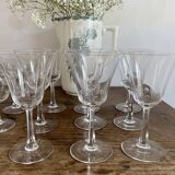 Etched glass stemware, red wine glasses