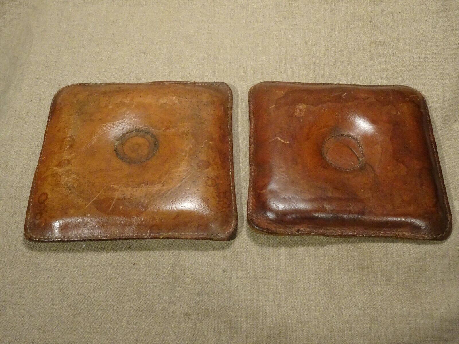 2 old leather elbow cushions for sport arm wrestling
