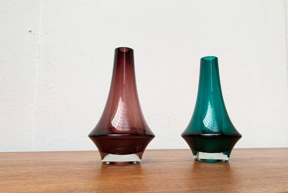 Vases en verre 1379 Mid-Century par Tamara Aladin pour Riihimäki, Finlande, années 1960, lot de 2