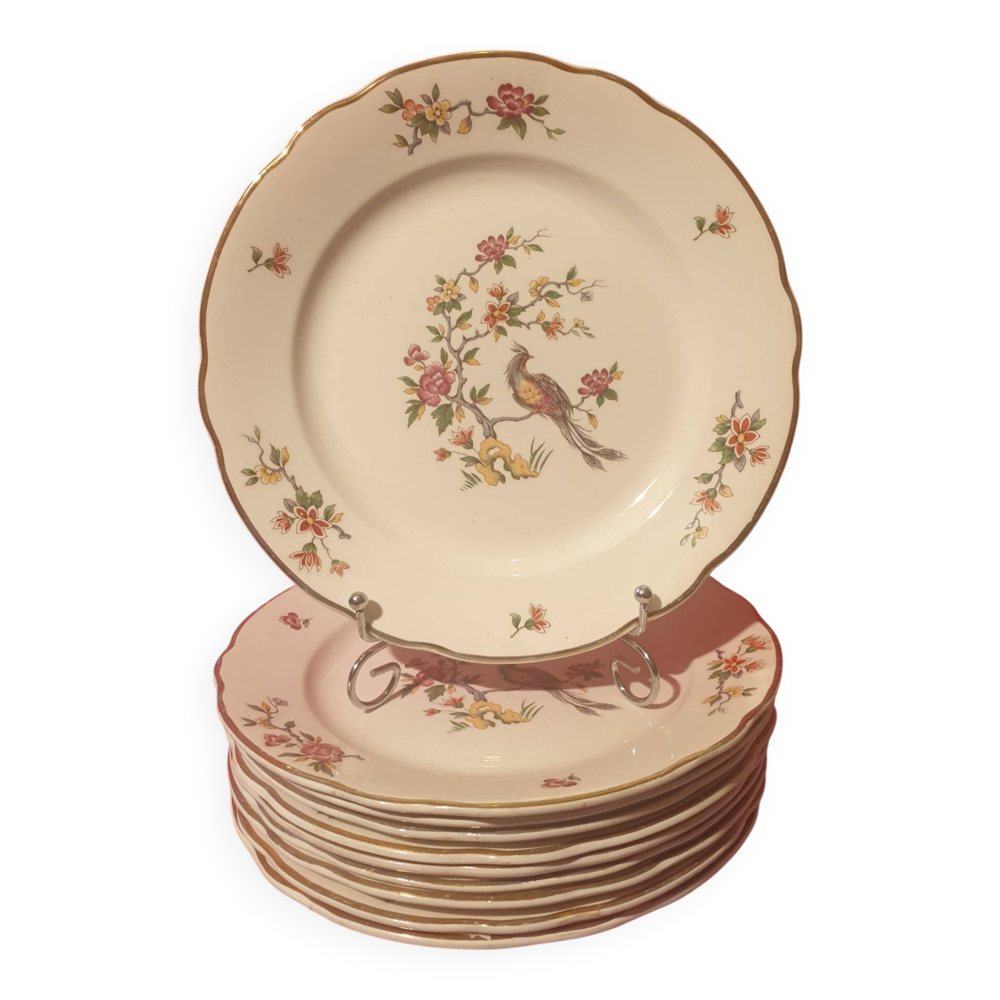 Set of 10 Condé Digoin Sarreguemines dessert plates