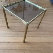 Authentic Hollywood Regency Side Table — Patinated Brass and Glass