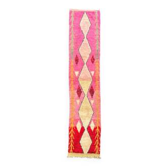 Tapis rose et rouge berbere boujad couloir neuf 70x370 cm