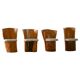 Swedish modernity, set of four stump chairs, solid Wood Wood with boucle seats, 1960s.
