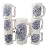 Pitcher and 6 vintage mugs 1950