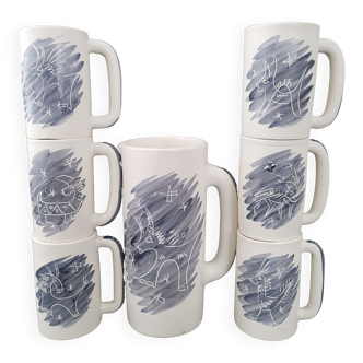 Pichet et 6 mugs vintage 1950