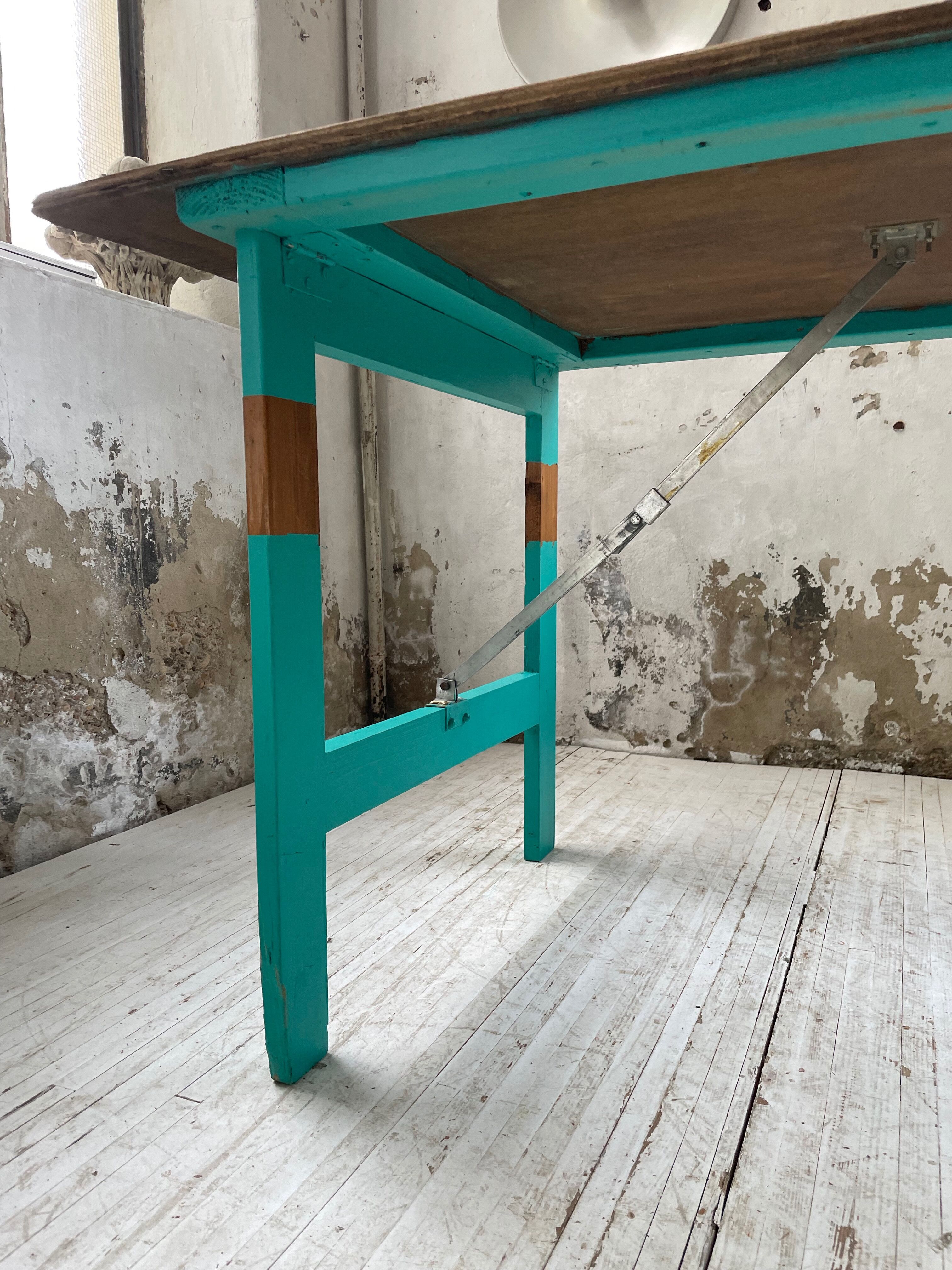Vintage guinguette table 230 cm green