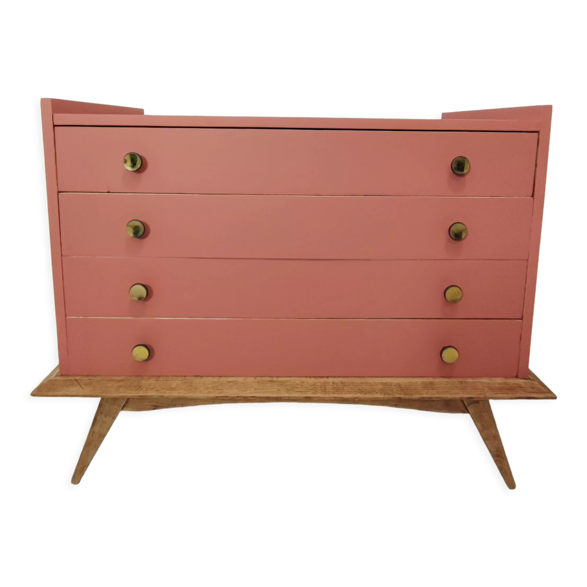 Vintage terracotta legs compass chest of drawers