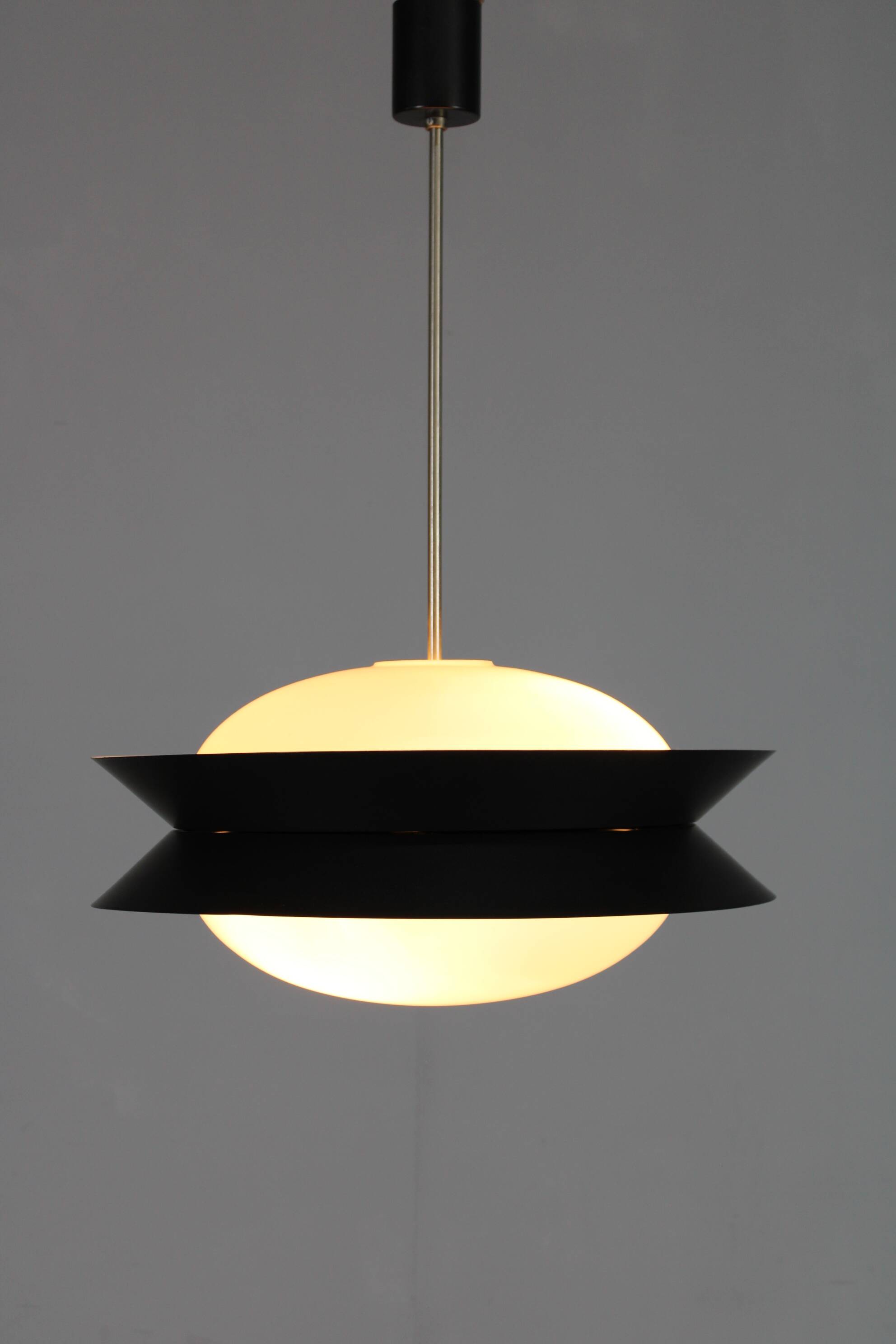 1950s Josef Hurka UFO pendant light for Napako, Czechoslovakia