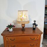 Abat-jour/lampe de chevet en bois et  peau de chèvre