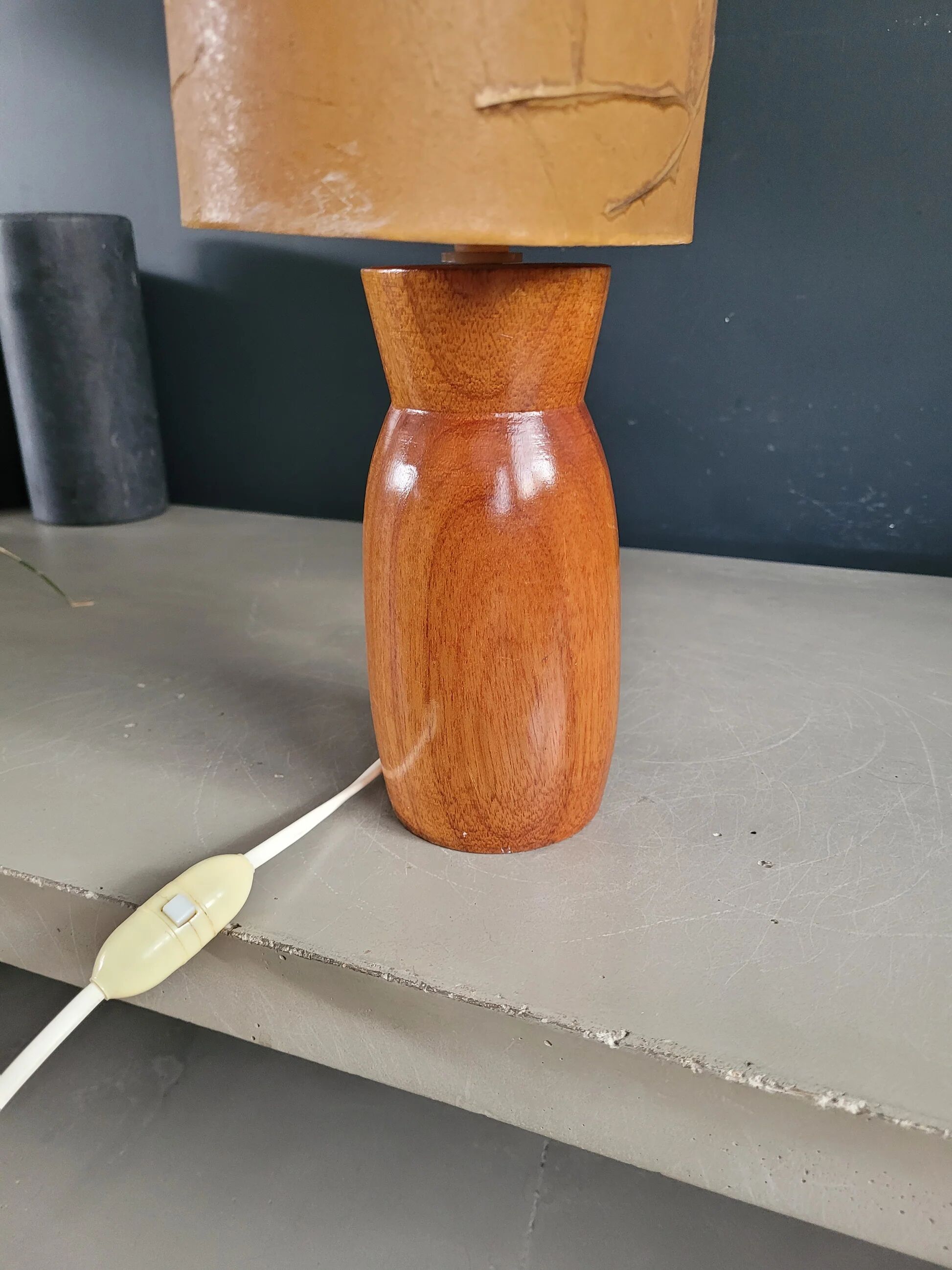 Table lamp with wooden base - dried flowers shade - Ref 1004