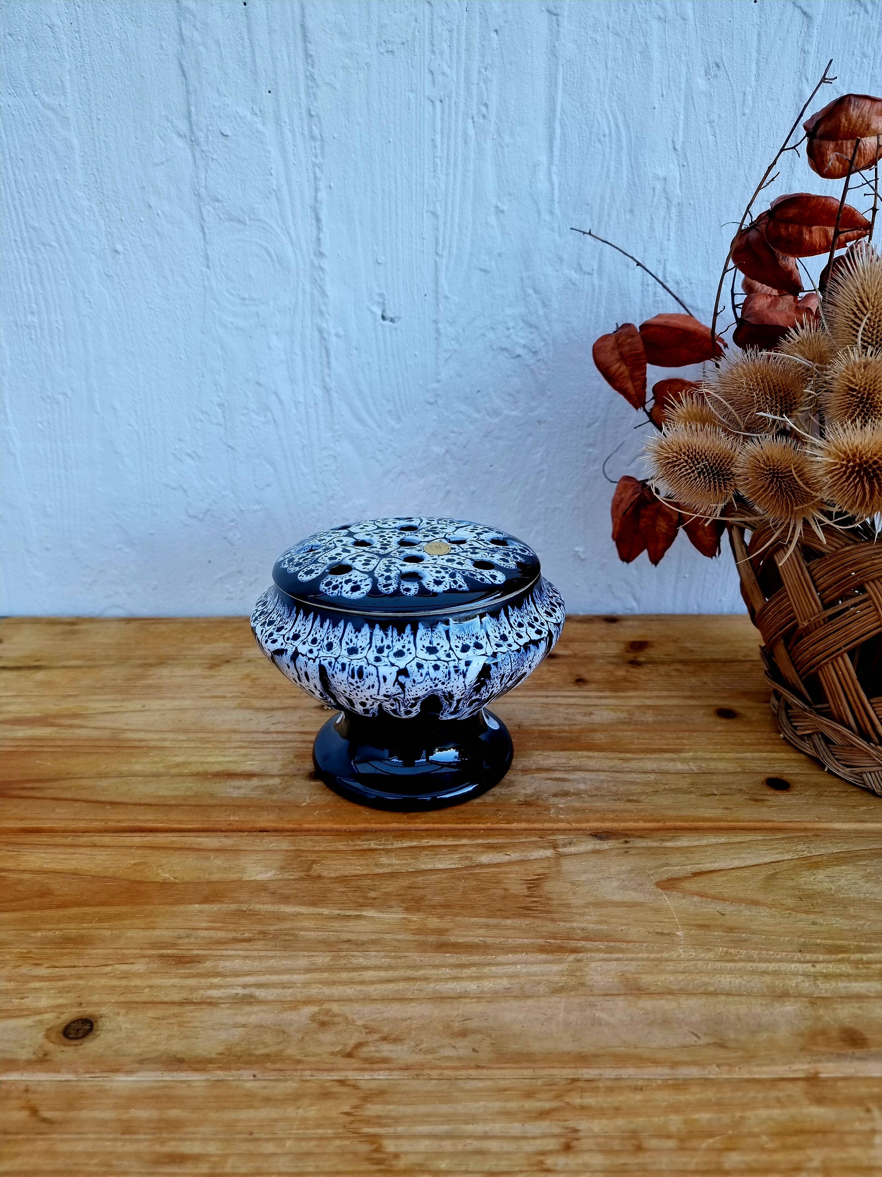 Vintage flamed stoneware flower pick