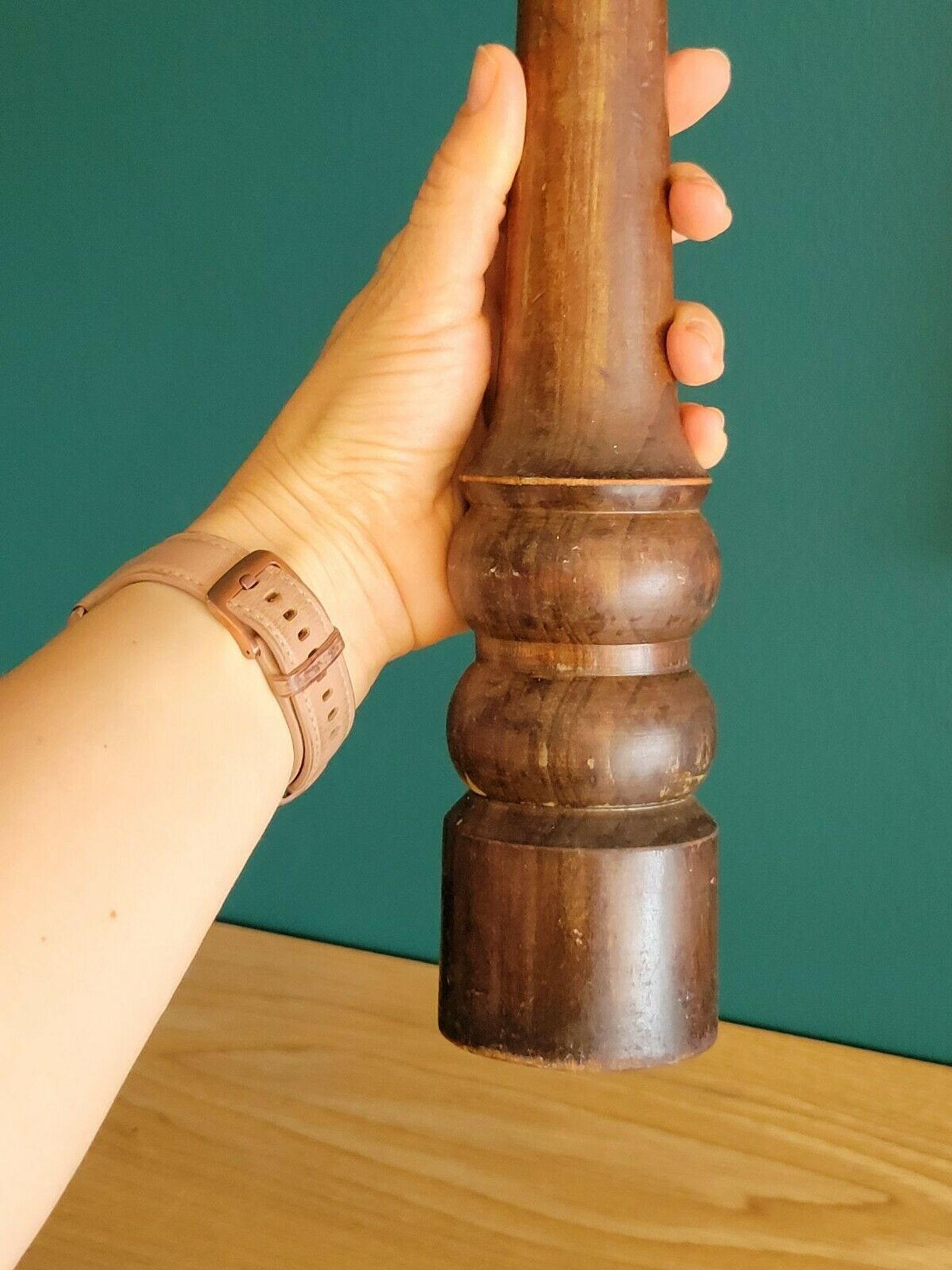 vintage wooden pepper mill H 36.5 cm