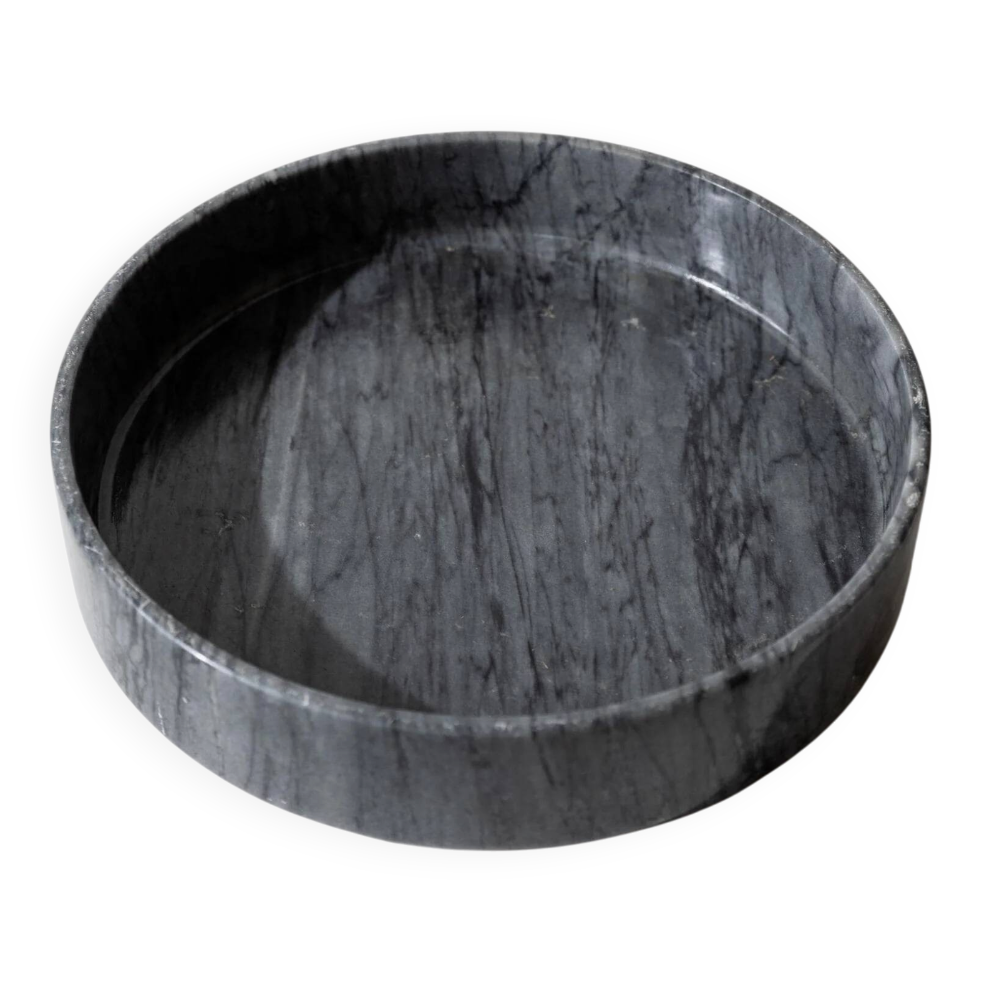 Large vintage marble bowl from the 1970s, dark grey.