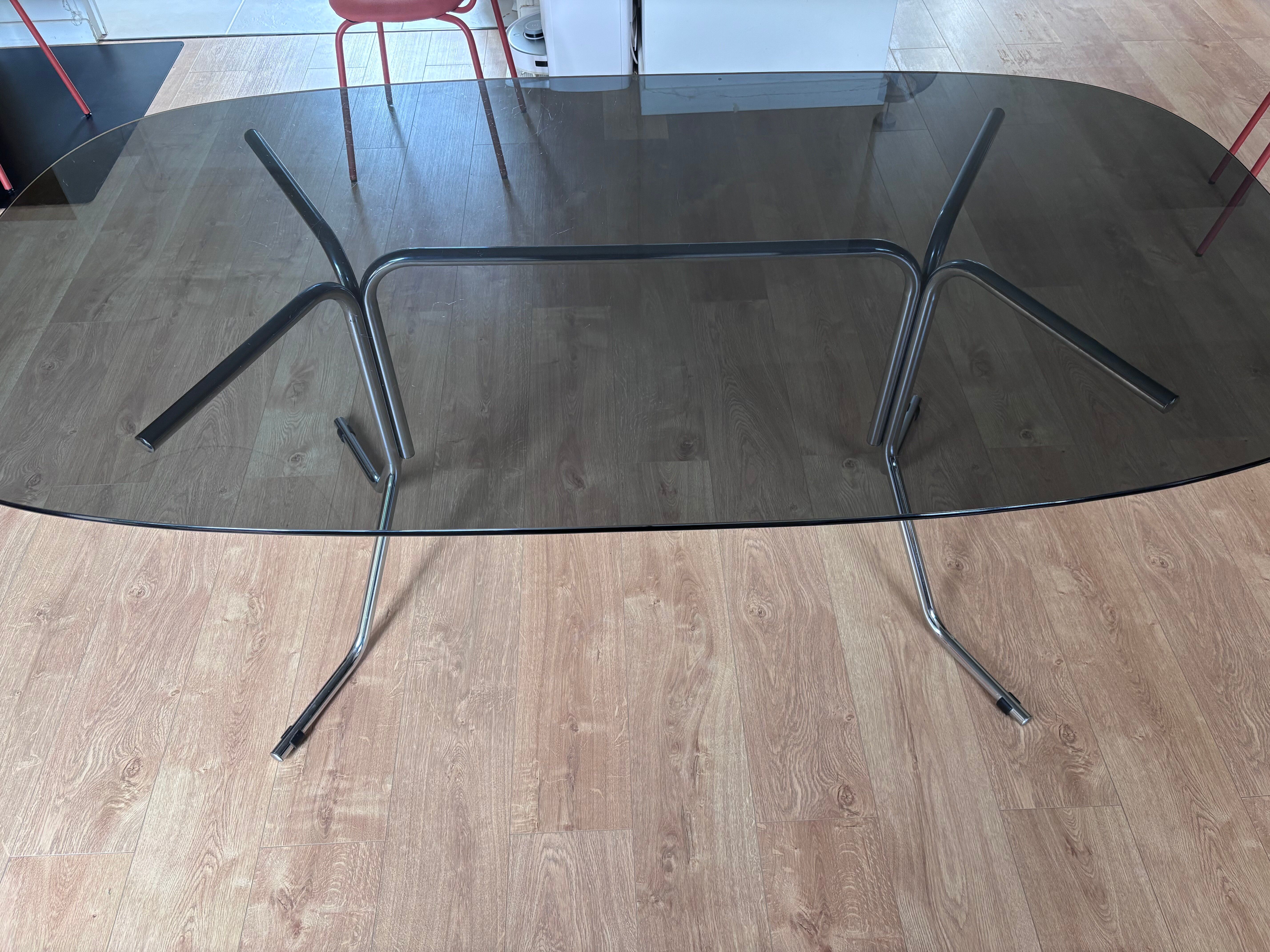 Glass and chrome table