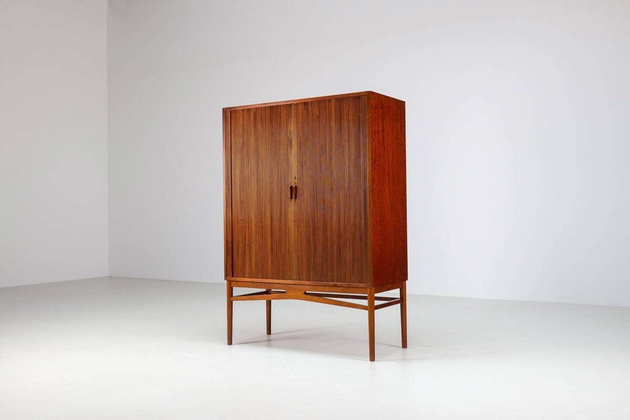 Danish high cabinet in teak with tambour doors Denmark 1960