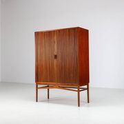 Danish high cabinet in teak with tambour doors Denmark 1960